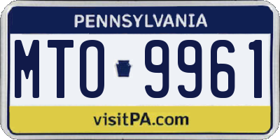 PA license plate MTO9961