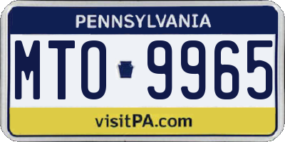 PA license plate MTO9965