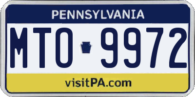 PA license plate MTO9972