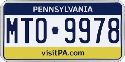 PA license plate MTO9978