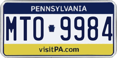 PA license plate MTO9984