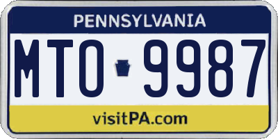 PA license plate MTO9987
