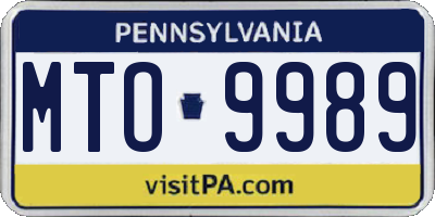 PA license plate MTO9989