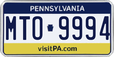 PA license plate MTO9994