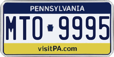 PA license plate MTO9995