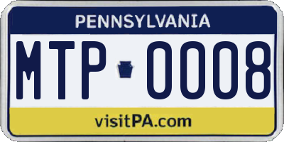 PA license plate MTP0008