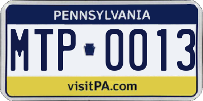 PA license plate MTP0013