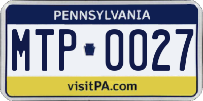 PA license plate MTP0027