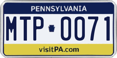 PA license plate MTP0071
