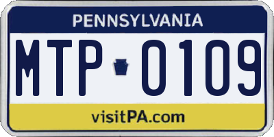PA license plate MTP0109