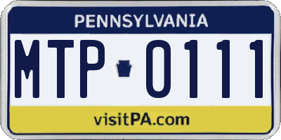 PA license plate MTP0111