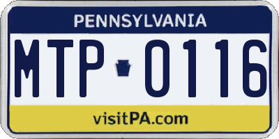 PA license plate MTP0116