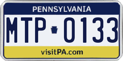 PA license plate MTP0133