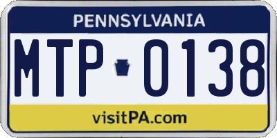 PA license plate MTP0138