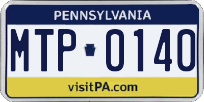 PA license plate MTP0140