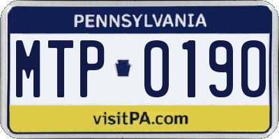 PA license plate MTP0190