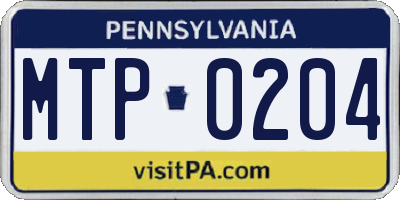 PA license plate MTP0204