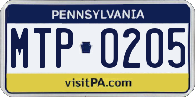 PA license plate MTP0205