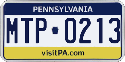 PA license plate MTP0213