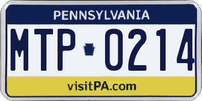 PA license plate MTP0214