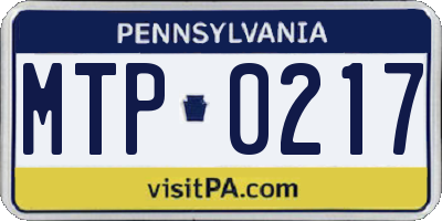PA license plate MTP0217