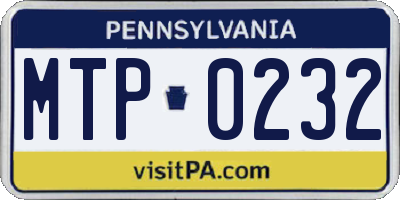 PA license plate MTP0232