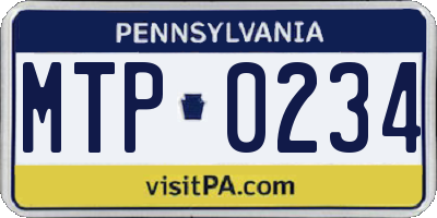 PA license plate MTP0234