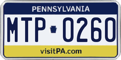 PA license plate MTP0260