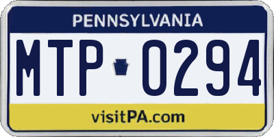 PA license plate MTP0294