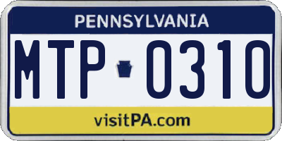 PA license plate MTP0310