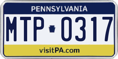 PA license plate MTP0317