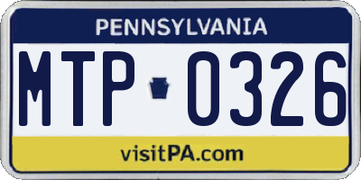 PA license plate MTP0326