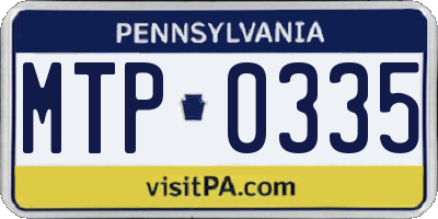 PA license plate MTP0335