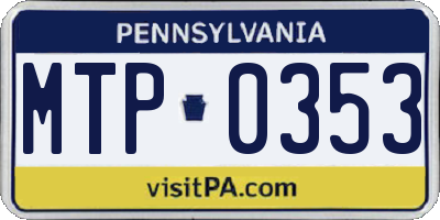PA license plate MTP0353