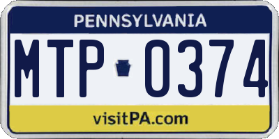 PA license plate MTP0374