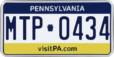 PA license plate MTP0434