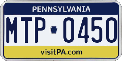 PA license plate MTP0450