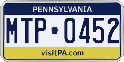 PA license plate MTP0452