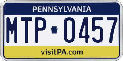 PA license plate MTP0457