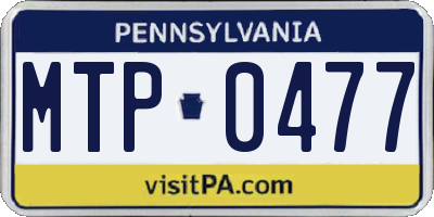 PA license plate MTP0477