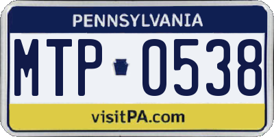 PA license plate MTP0538