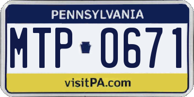 PA license plate MTP0671
