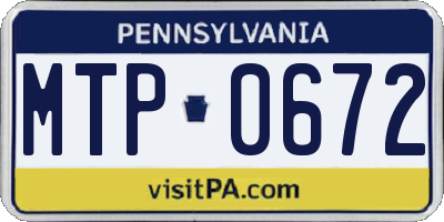 PA license plate MTP0672