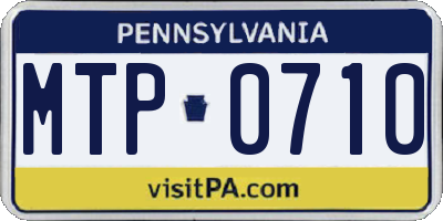 PA license plate MTP0710