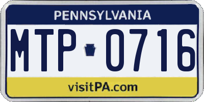 PA license plate MTP0716