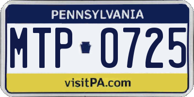 PA license plate MTP0725