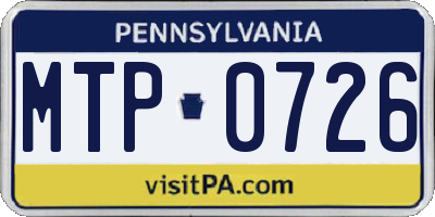 PA license plate MTP0726