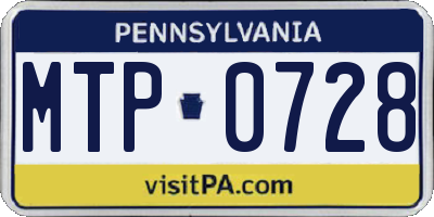 PA license plate MTP0728