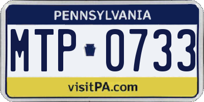 PA license plate MTP0733