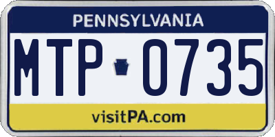 PA license plate MTP0735
